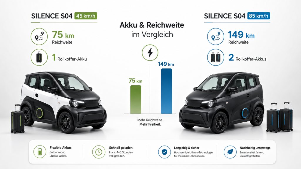 Silence S04 45km/h oder Silence S04 85km/h: Akku Vergleich